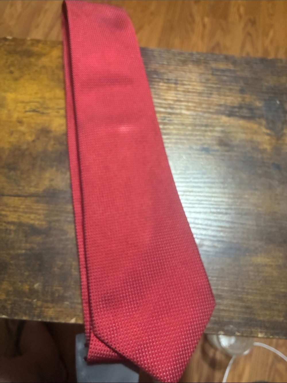 Men's Solid Red Textured Tie - Unbranded
